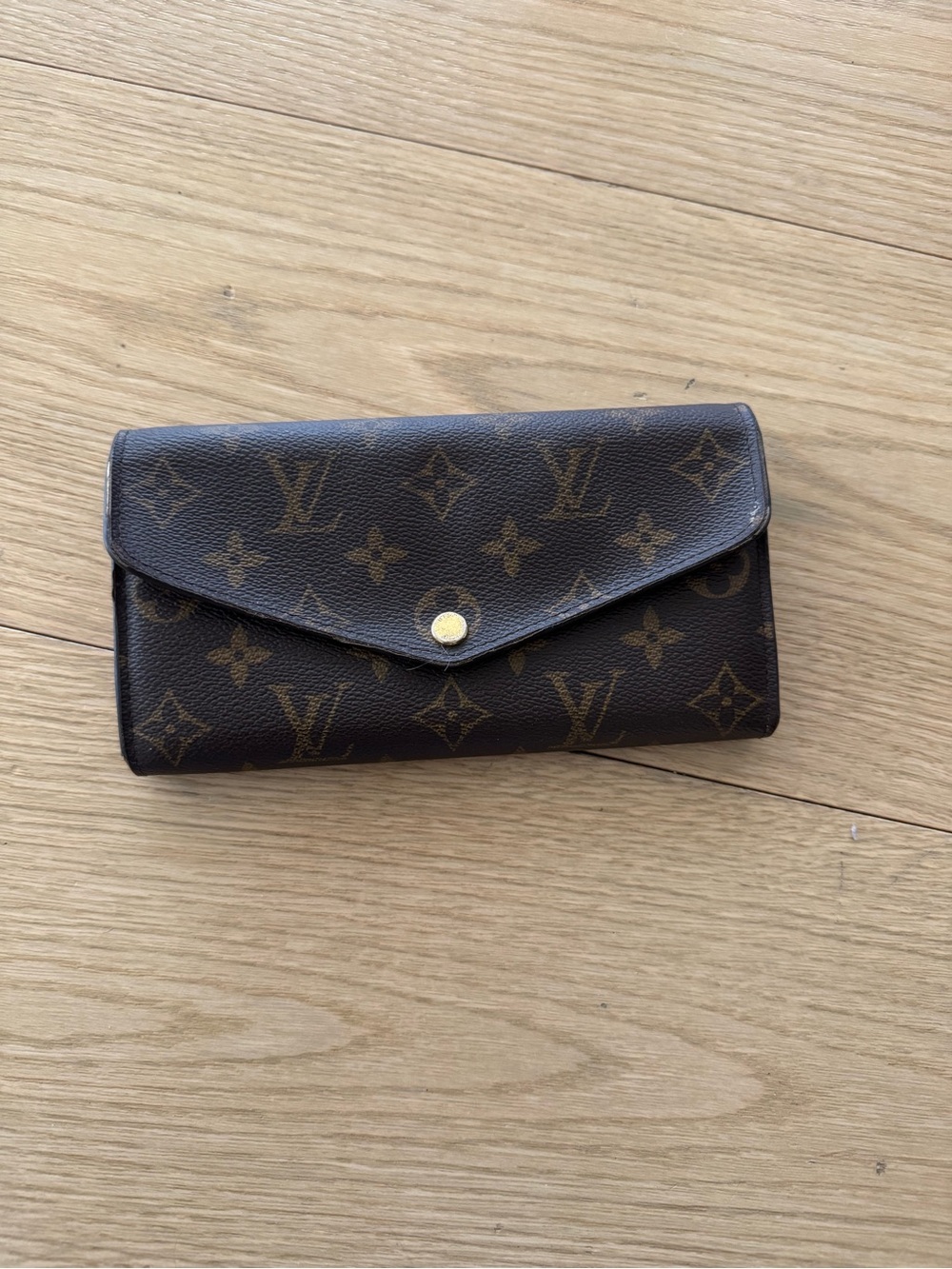 Louis Vuitton Monogram Canvas Brown Wallet with Gold Snap